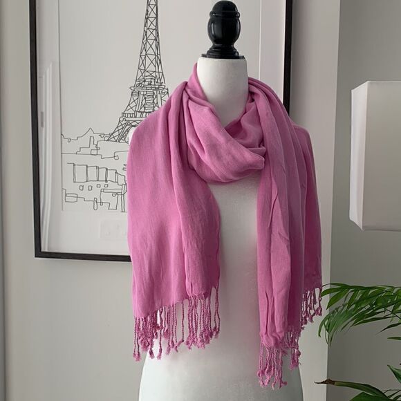 💜Large Pashmina Scarf light pink purple - Picture 3 of 7